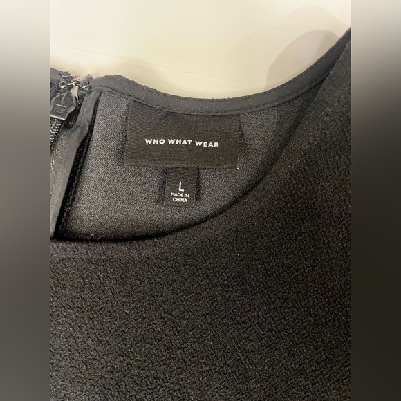 Who What Wear Fit & Flare Sleeveless with Ruffle Detail Dress, Black, Size Large - Picture 7 of 7